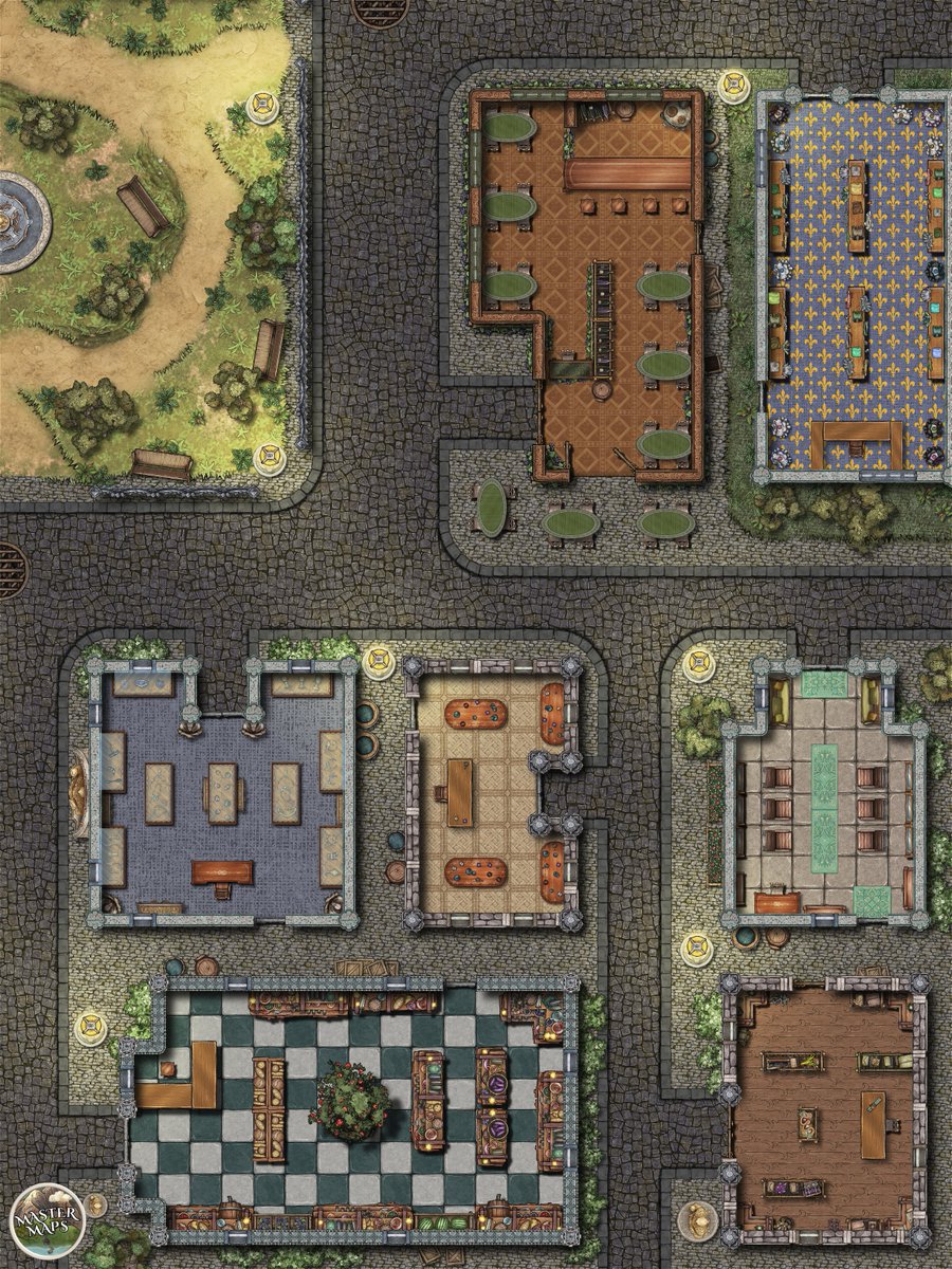 master_maps's tweet image. Noble District-SE Quarter (roofs &amp;amp; interiors) [30x40] #dnd #dndmaps #ttrpgmaps #tabletoprpg #battlemap patreon.com/posts/noble-di…