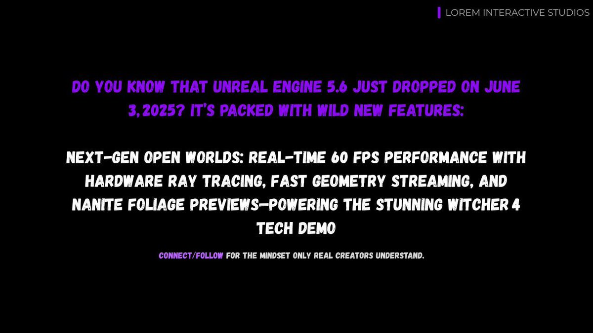 LoremInterV's tweet photo. Unreal Engine 5.6 is here 🔥

Blender 4.4 &amp; Maya 2025.1 are catching up fast — it’s a golden time for 3D creators.

🎯 Follow us: @lorem_interactive_studios
#UE5 #Blender4_4 #Maya2025 #GameDev #3DArtists #DevTools #VirtualWorlds #MetaHuman #UnrealEngine #AnimationUpdate https://t.co/wLFKmeqYDF