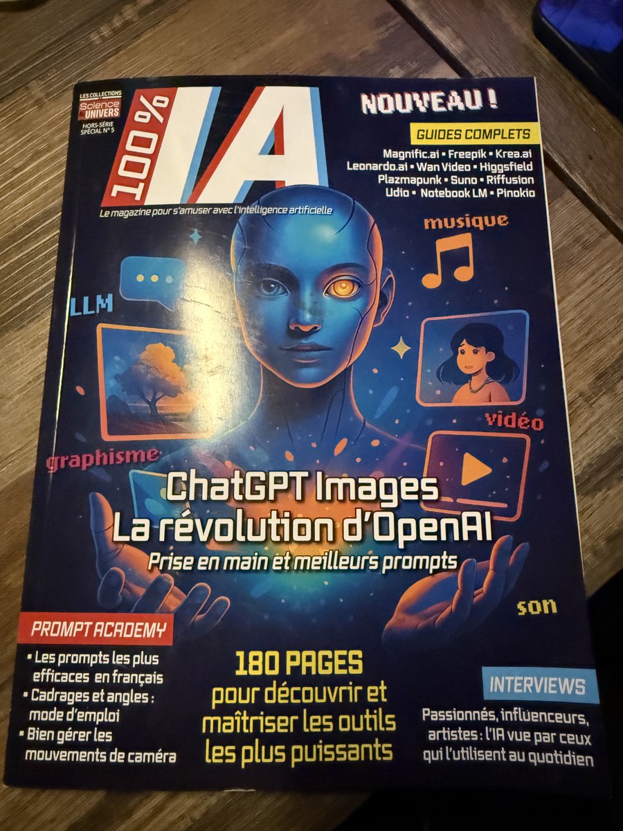 LudovicCreator (@ludoviccreator) on Twitter photo Honored to be featured in 100% IA, a French magazine dedicated to the AI world, alongside inspiring creators like <a href="/azed_ai/">Amira Zairi</a> , <a href="/thibaudz/">Thibaud Zamora</a> and some others
Big thanks to the editorial team for highlighting our work and sending me a copy.
This issue is packed with insights, guides, Honored to be featured in 100% IA, a French magazine dedicated to the AI world, alongside inspiring creators like <a href="/azed_ai/">Amira Zairi</a> , <a href="/thibaudz/">Thibaud Zamora</a> and some others
Big thanks to the editorial team for highlighting our work and sending me a copy.
This issue is packed with insights, guides,