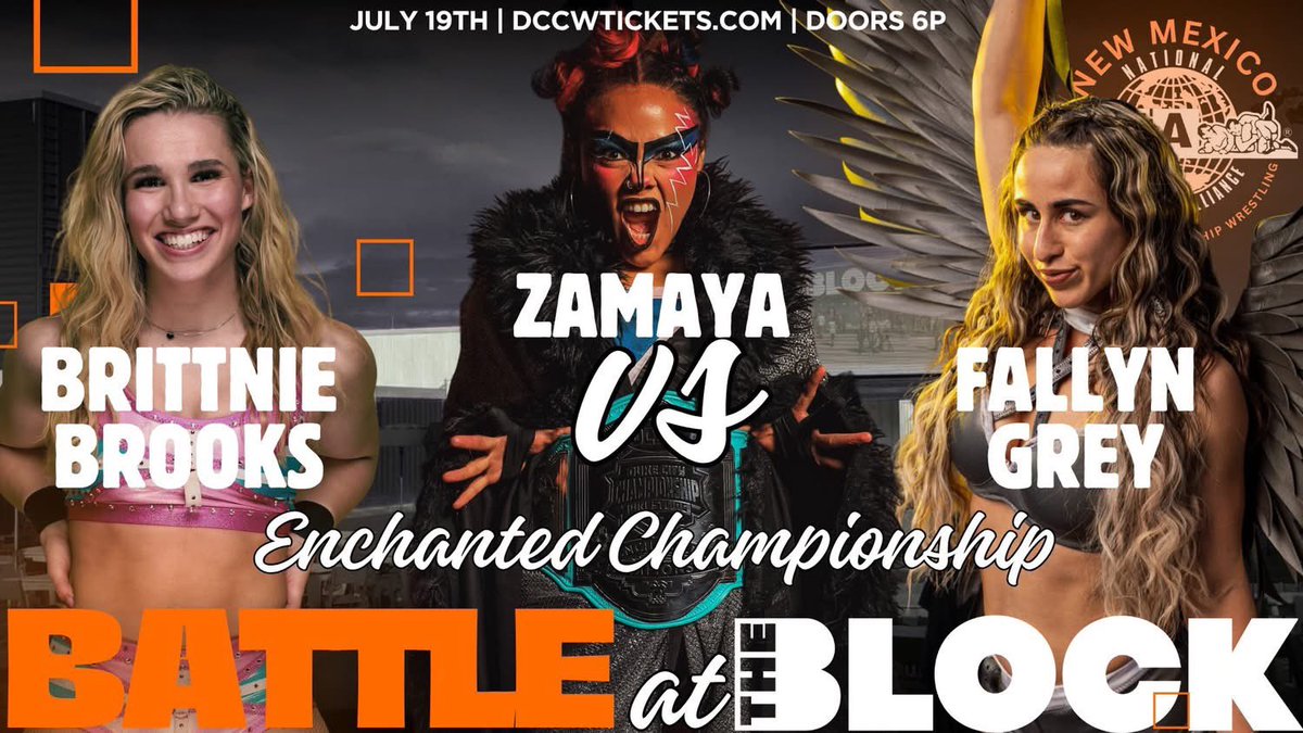 🔥 The summer’s hottest night just landed.
NWA New Mexico and Duke City Championship Wrestling return to The Block for BATTLE AT THE BLOCK — a night of high-stakes showdowns, fresh talent, and championship warfare that will shake the 505.