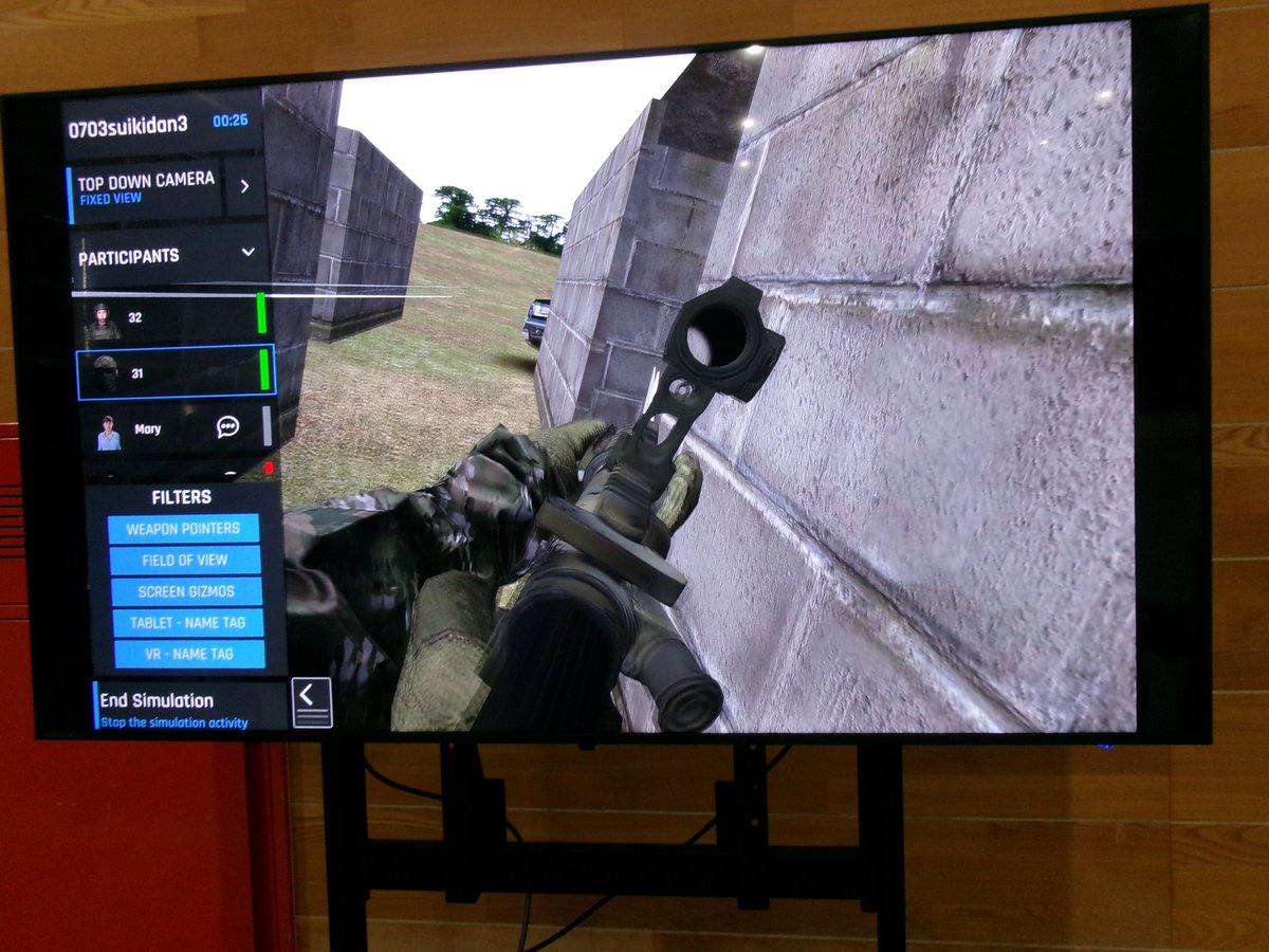 jgsdf_gcc_ardb's tweet image. 【VR射撃シミュレーション体験】
#水陸機動教育隊 は、VR射撃シミュレーション器材の体験を実施しました。屋内で安全かつ各種状況をリアルに再現でき、軽易に組・分隊等の練成訓練を実施できることを確認しました。
#水陸機動団 #VR #射撃 #自衛隊