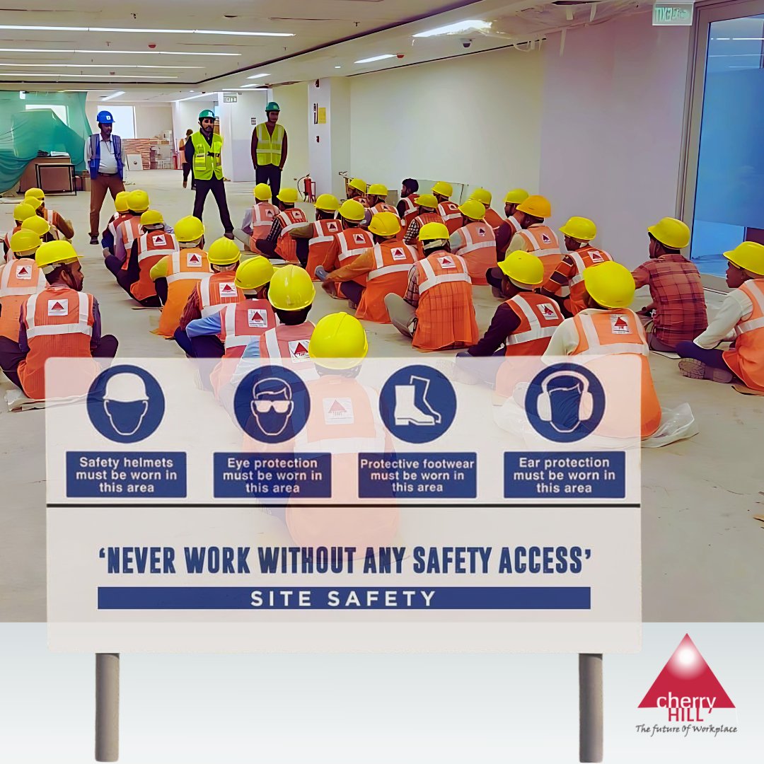 CherryHillDelhi's tweet photo. Safety at a construction site is essential. Follow all important signboard instructions to ensure on-site protection.
#CherryHillInteriors #TheFutureOfWorkplace #OnSiteSafety #SiteSafetyFirst #TeamSafety #WorkplaceCulture #OfficeInteriors #OfficeWellness #SafetyTips https://t.co/RyjeeQDCre