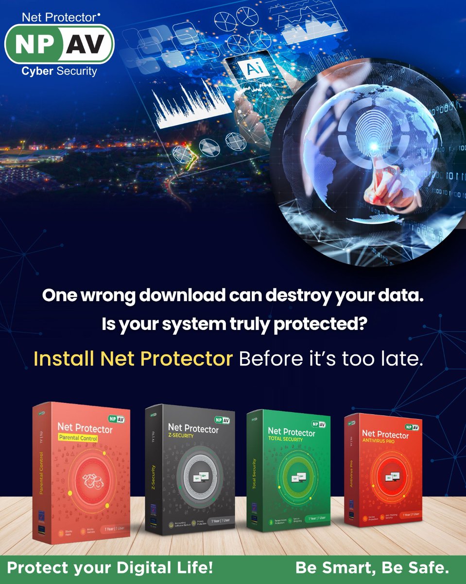 netprotector's tweet image. 🚫 One wrong download can crash your system and steal your data in seconds.
🛡️ *Net Protector* scans, detects, and blocks threats *before* they harm. Stay protected, always.
#DownloadSafe #NetProtector #CyberSecurity #StaySecure