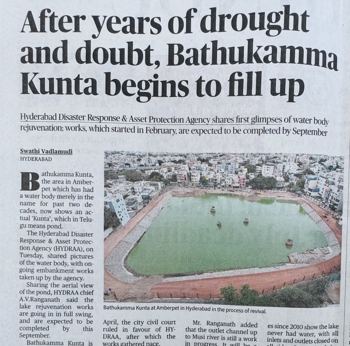 drragoori's tweet image. And incidentally I get to read this in @the_hindu !! Kudos to @Comm_HYDRAA for restoring and rejuvenating #bathukammakunta !! Great work ! @GHMCOnline @ntdailyonline @TelanganaCMO