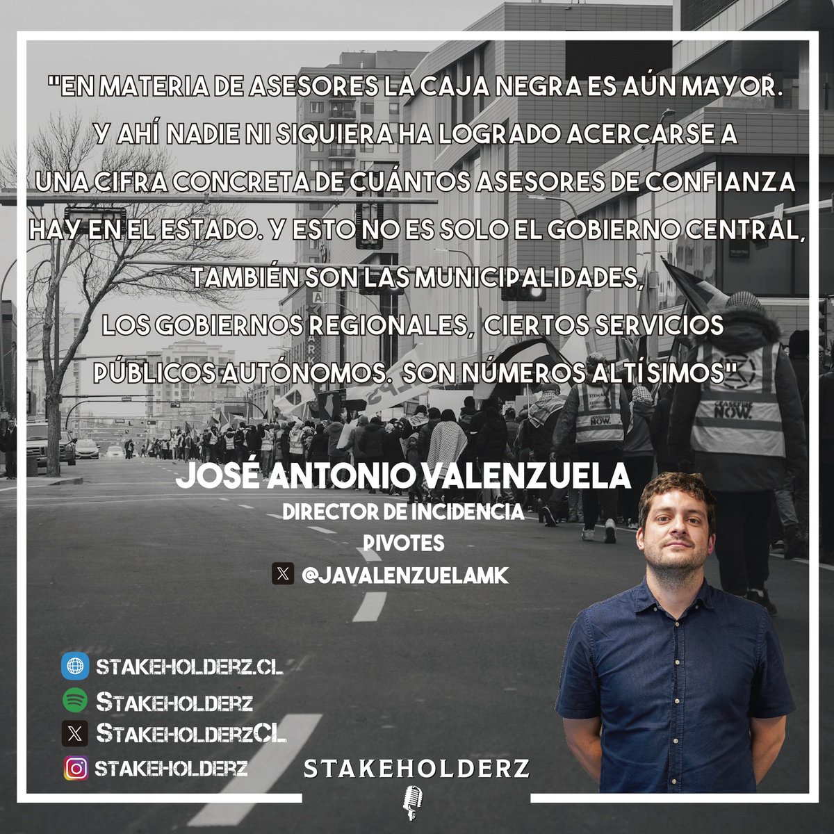 🎙 Se dijo en Stakeholderz®️

<a href="/javalenzuelamk/">José Antonio Valenzuela</a>
Director de Incidencia de <a href="/Pivotes_cl/">Pivotes - Centro de Incidencia Pública</a>

⭕ Enlace en la bio 👆🏻

🎙STAKEHOLDERZ PODCAST®️

#stakeholderz
#pivotes