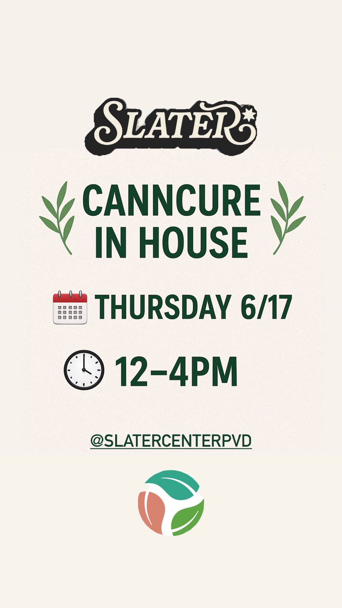 CannCure Cultivation (@canncure_ri) on Twitter photo We’ll be at <a href="/SlaterCenterPVD/">slatercenterpvd</a> next Thursday June 17! Come by for some free swag and great deals! We’ll be at <a href="/SlaterCenterPVD/">slatercenterpvd</a> next Thursday June 17! Come by for some free swag and great deals!