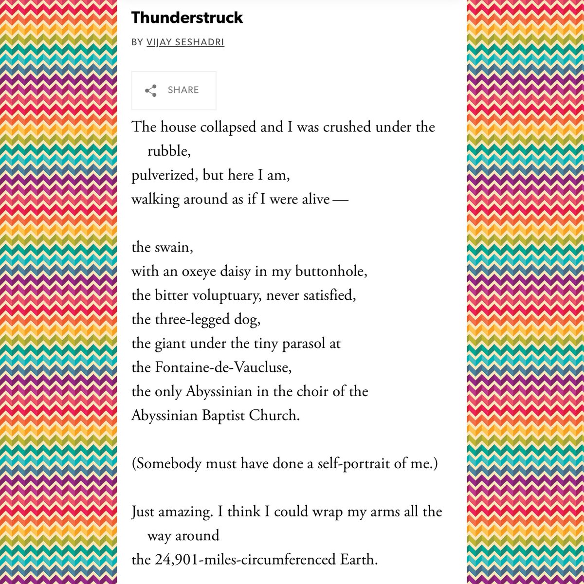 maureenthorson's tweet image. “The giant under the tiny parasol at the Fontaine-de-Vaucluse” A poem by Vijay Seshadri.