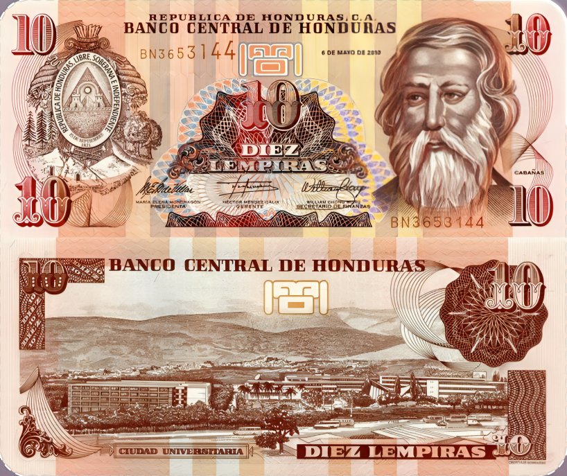 RareMoneyNotes's tweet image. The Honduran 10 Lempiras note is a testament to the nation&apos;s progress and intellectual growth. The detailed design captures key aspects of its identity. #Honduras #CurrencyDesign #CentralAmerica