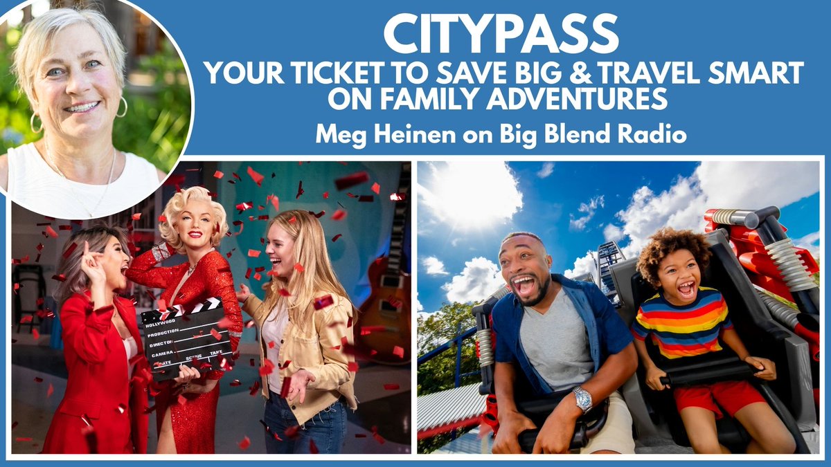 On #BigBlendRadio Now, Meg Heinen shares how <a href="/CityPASS/">CityPASS</a> makes family travel easier and more affordable with their discounted attraction tickets across North America! Listen on YouTube: youtu.be/lkcrkLrz1XI?fe… #budgettravel #familytravel #themeparks