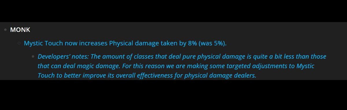 BoeyBurnard's tweet image. ⚔️ Monk change: Mystic Touch now increases physical damage taken by 8% (was 5%). 

Nice buff for physical DPS comps! #WorldOfWarcraft #windwalker #pvp
