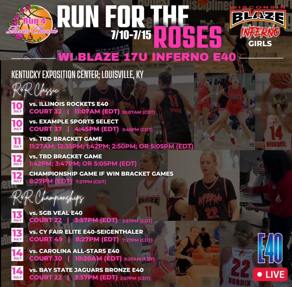 Kensington Rosenow (@kensirosey) on Twitter photo My schedule for the last games of the season! Come check out me and my team in Kentucky! Hope to see you there!
<a href="/LisaMVanWyk/">Lisa Van Wyk</a> <a href="/WisconsinBlaze/">Wisconsin Blaze Girls Basketball</a> <a href="/WIBlazeInferno/">WI Blaze Inferno Girls</a> <a href="/Elite40League/">Elite 40 League</a> My schedule for the last games of the season! Come check out me and my team in Kentucky! Hope to see you there!
<a href="/LisaMVanWyk/">Lisa Van Wyk</a> <a href="/WisconsinBlaze/">Wisconsin Blaze Girls Basketball</a> <a href="/WIBlazeInferno/">WI Blaze Inferno Girls</a> <a href="/Elite40League/">Elite 40 League</a>