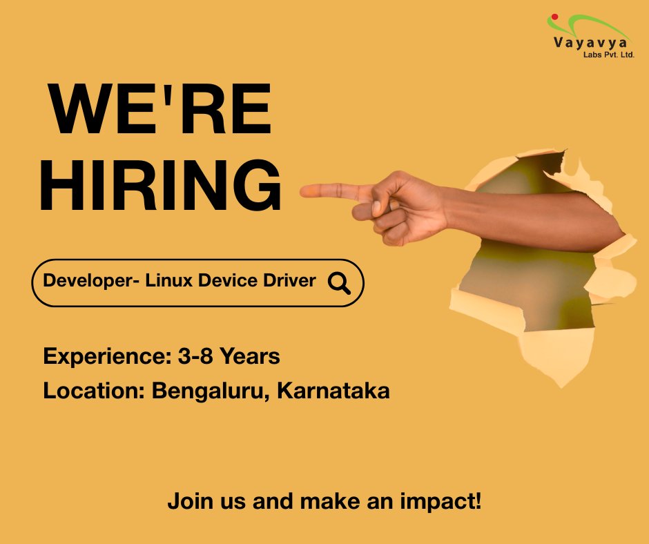 vayavya's tweet image. We’re looking for engineers to join our growing Linux Device Driver team, working on a cutting-edge consumer SoC for a leading semiconductor company.
Ready to write what really matters? Apply now: vayavyalabs.com/current_openin…
#LinuxDeviceDrivers #EmbeddedSystems #LinuxKernel