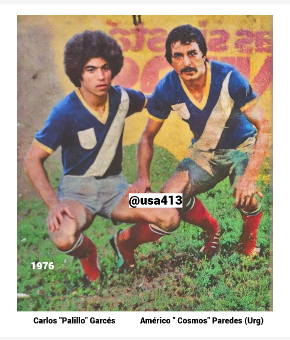 Carlos "Palillo" Garcés y Américo "Cosmos" Paredes (Urg) Magia, talento y goleador del CS Emelec  1976