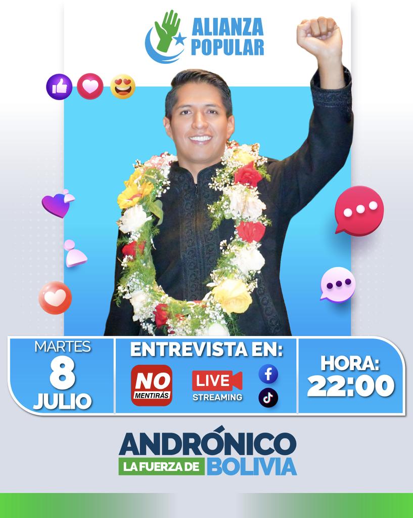 Hoy estaremos en el programa No Mentirás para hablar de nuestras propuestas y el futuro que soñamos para #Bolivia.

¡No te lo pierdas!

⏱️ 22:00
📅 Hoy
📺 RTP – No Mentirás

#AndronicoLaFuerzaDeBolivia 
#AndronicoPresidente 
#Bolivia