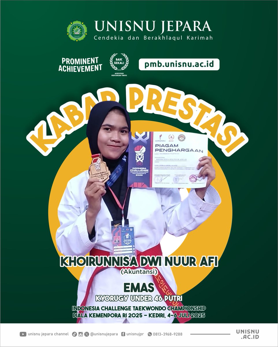 UNISNU JEPARA panen prestasi dari mahasiswa, bakat dan mental juaranya selalu menggelora, Gak ingin seperti mereka? Buruan Gabung di UNISNU JEPARA.