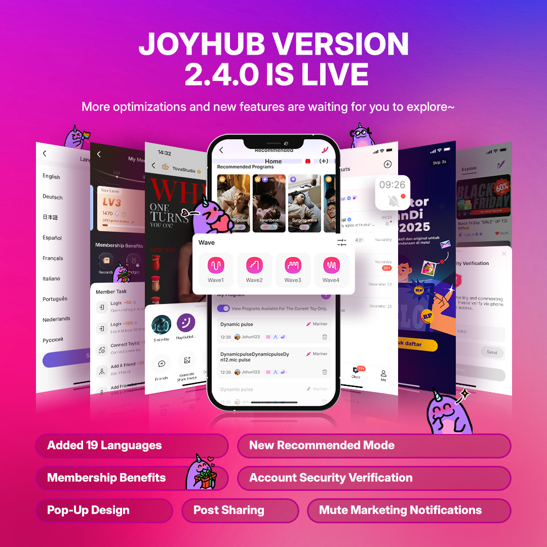 JoyHub V2.4.0 is Here! 🎉
We’re excited to bring you a brand new update to make your JoyHub experience even better. Thanks for your continued support and patience! Here's what's new in V2.4.0:

🔹 Now Supports 22 Languages – We've added 19 more, including Spanish, French,