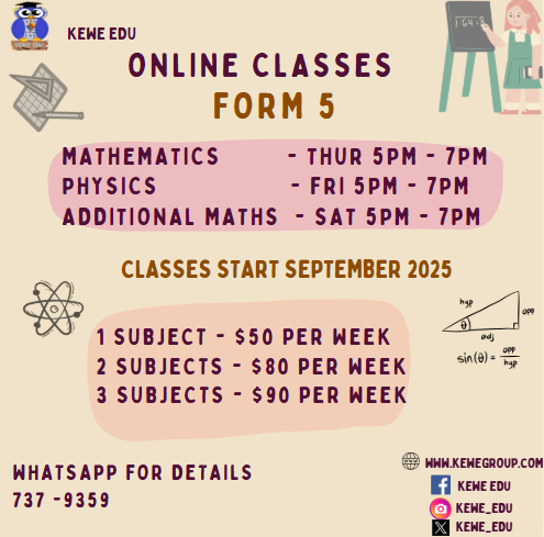 kewe_edu's tweet photo. Form 5 Online Classes for CSEC Mathematics, Physics and Additional Mathematics 2025. #math #physics #addmaths #trinidadandtobago https://t.co/z0gwChaQSr
