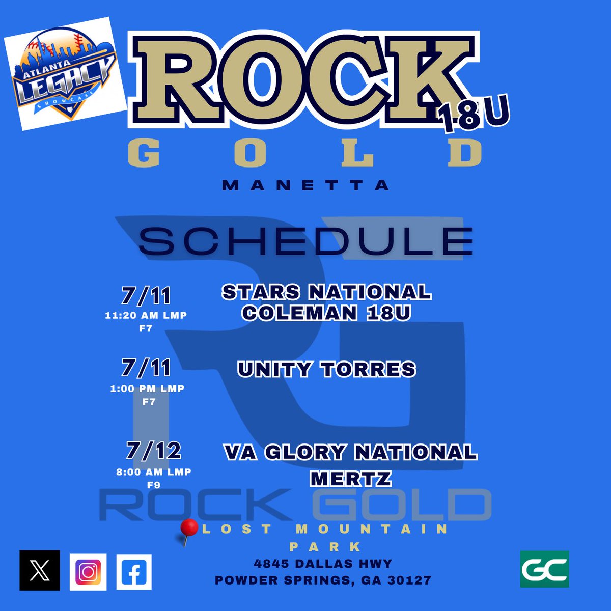 Rock Gold Manetta 18U
Heads to Atl <a href="/legacyshowcase1/">Atlanta Legacy Showcase</a> to compete with some of the best! #RockFam