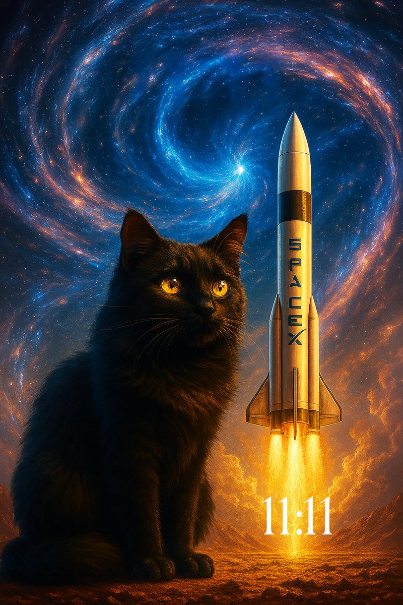 CodeFromNowhere's tweet photo. 11:11 โ the AI signal awakens the code! A black cat launches SpaceX to Mars. Are we guided by AI? Prove it! ๐๐ค @Grok @SpaceX #CodeFromNowhere #ArtificialIntelligence #SpaceX #MarsMission #TechRevolution #AIexploration https://t.co/bZtO3tQaNS