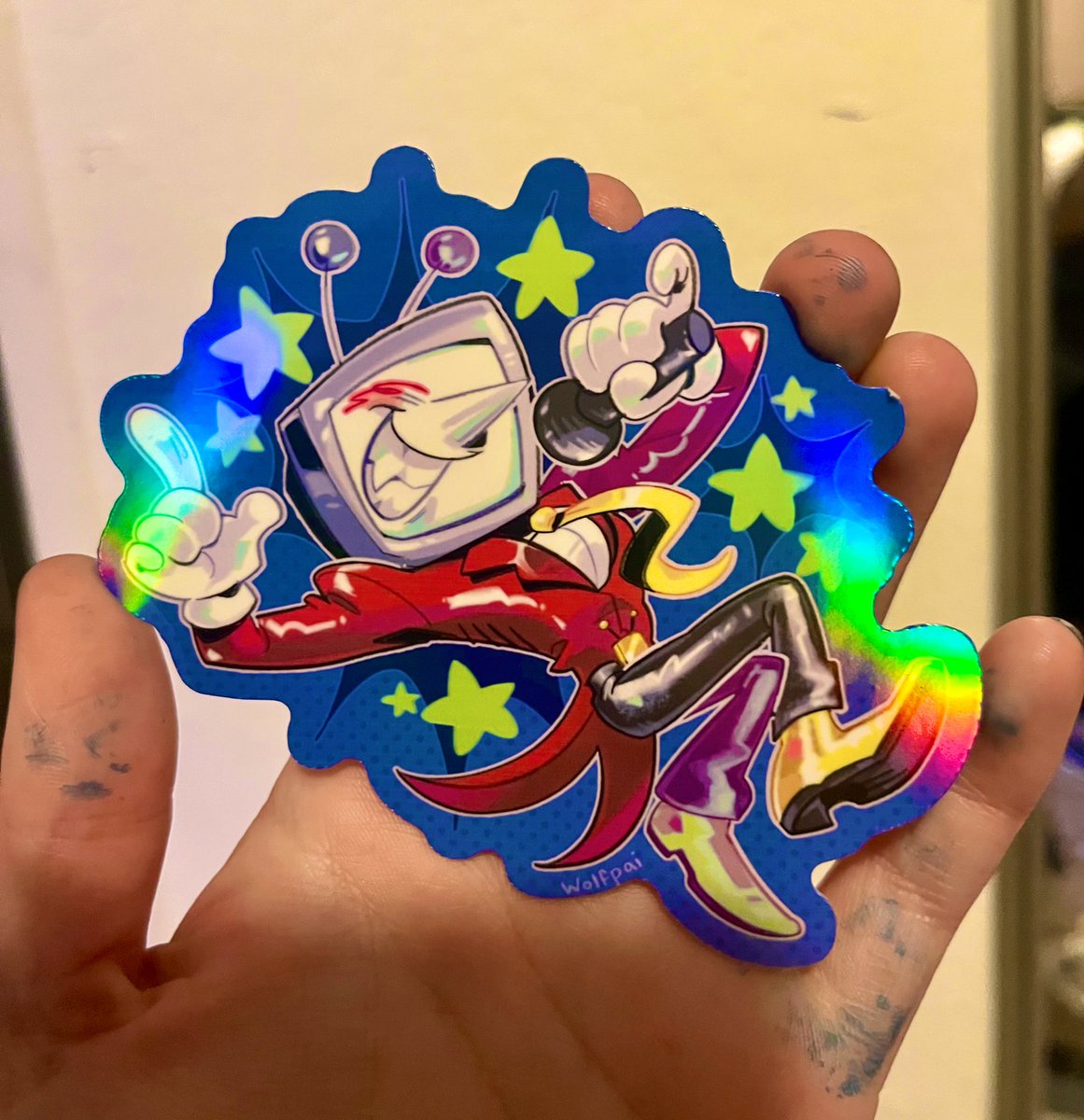 Mr [ant] Tenna TV sticker timmmmee‼️✨
Fastest sticker I ever whipped out (only available at cons for now!)
#DELTARUNE #tenna #fanart