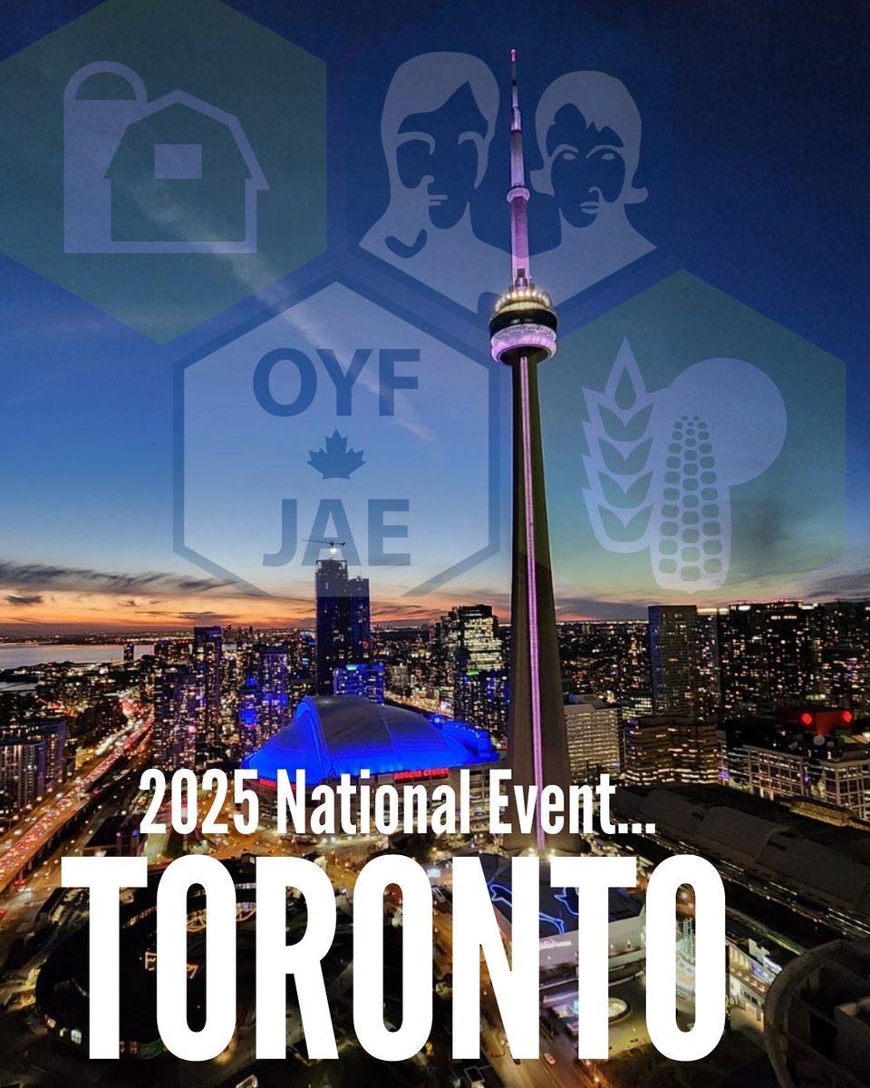 🎉 BIG NEWS!
Ontario’s hosting the 2025 COYF/JAE National Event — and they’re going big: 📍 TORONTO!

More details coming all summer. If you’re tied to Canadian ag, consider attending the event! 💚
oyfcanada.com

#COYFJAE #CanadianAg #Toronto2025