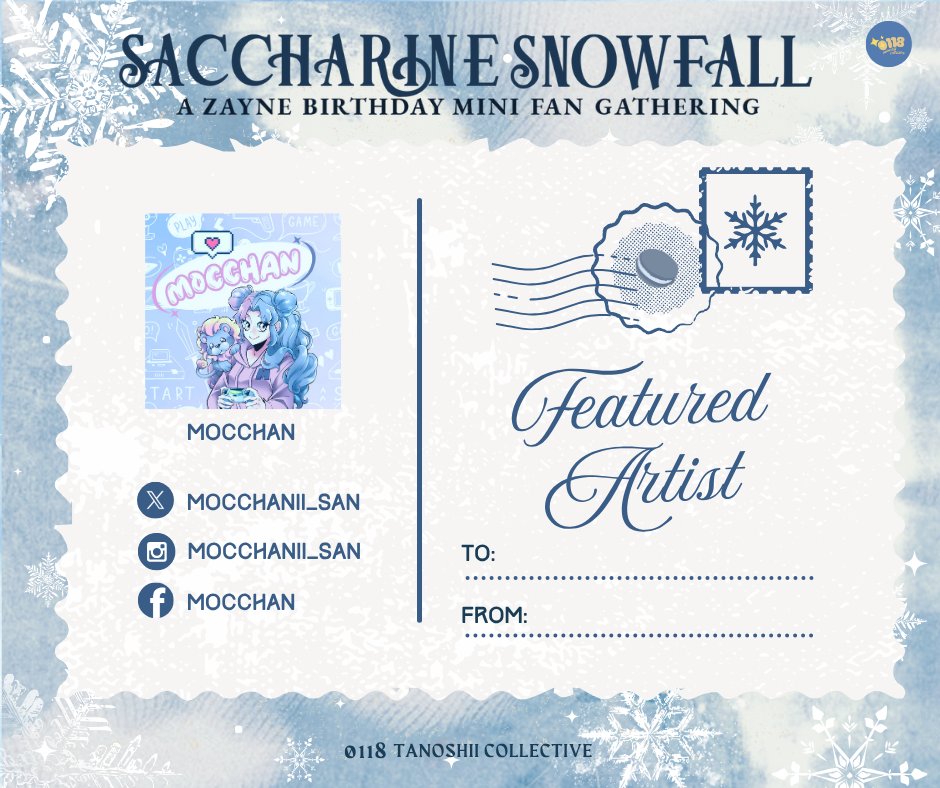 ❄️ Featured Artist Reveal! ❄️

We’re thrilled to introduce the third artist joining our exclusive merch lineup for Saccharine Snowfall: A Zayne Birthday Mini Fan Gathering! Their stunning work will be featured in our merch kits, and we at 0118 Tanoshii Collective are incredibly