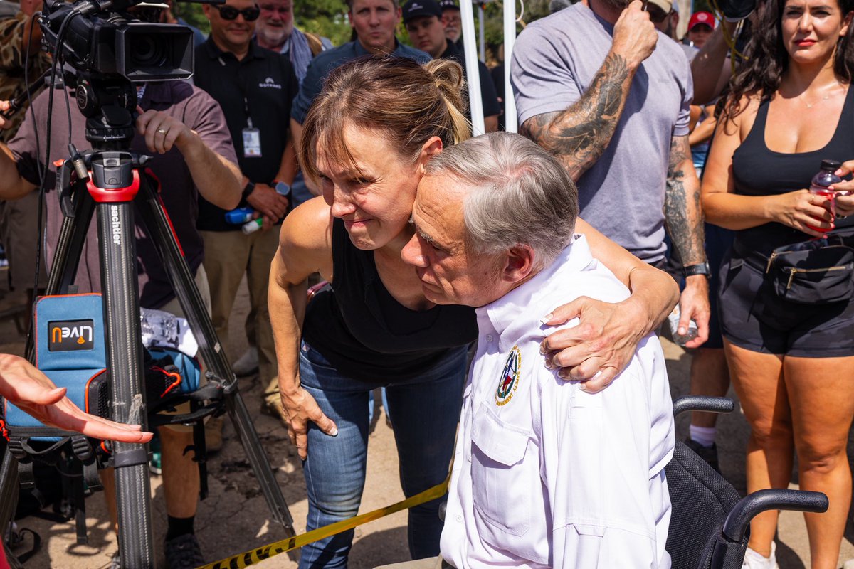 GovAbbottPress's tweet photo. Today after an aerial tour of flood damage in the Hill Country, Governor @GregAbbott_TX provided an update on the state’s continued flood response.

“We have to find every single person who’s missing, and that’s job #1.” - Governor Abbott

More: https://t.co/dqbu3VjqHv https://t.co/R6hoCqxjQX