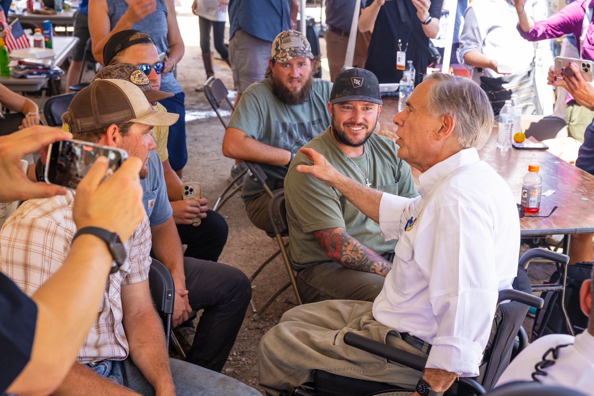 GovAbbottPress's tweet photo. Today after an aerial tour of flood damage in the Hill Country, Governor @GregAbbott_TX provided an update on the state’s continued flood response.

“We have to find every single person who’s missing, and that’s job #1.” - Governor Abbott

More: https://t.co/dqbu3VjqHv https://t.co/R6hoCqxjQX