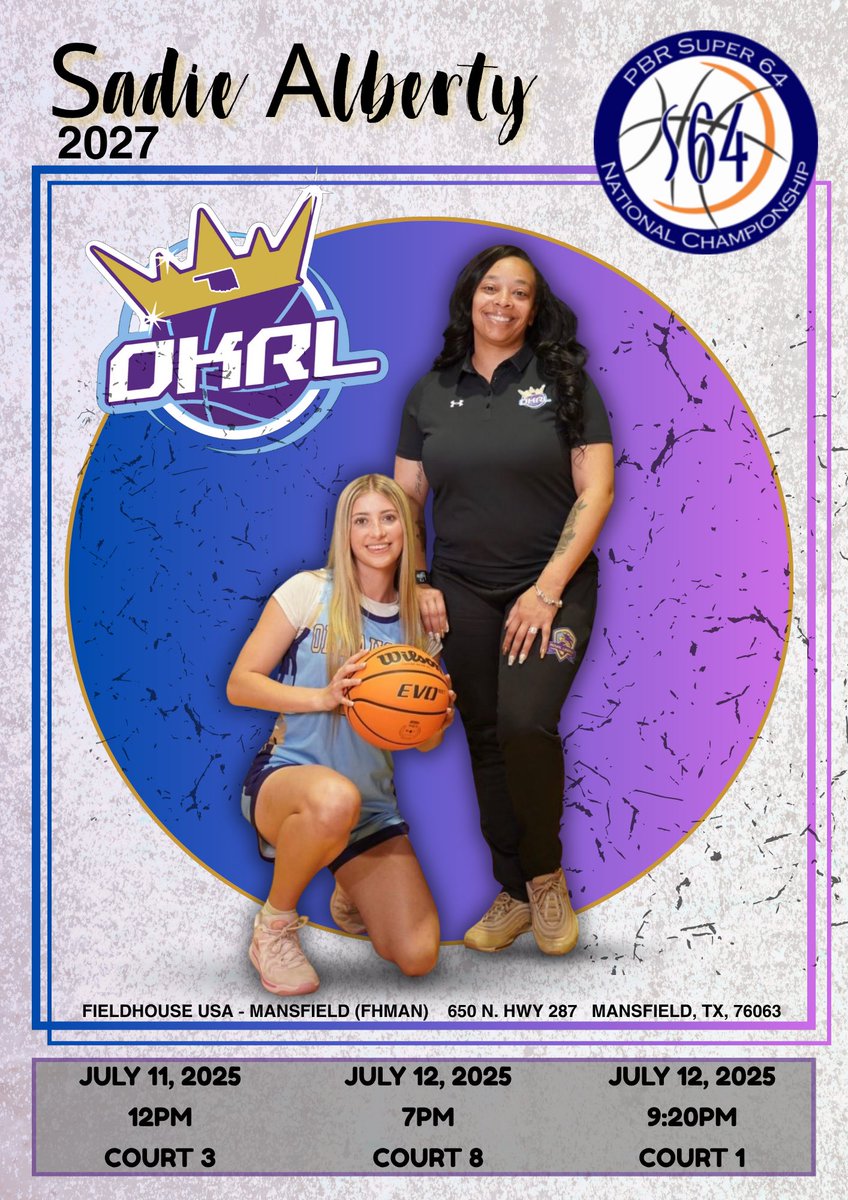 Sadie Alberty (@bball_sadie) on Twitter photo Heading back to Texas! Ready to put in work this weekend with my team at <a href="/PBRhoops/">Premier Basketball</a> Super 64! Come check us out! <a href="/MissDST1913/">Coach Brie Wright</a> <a href="/ok_royallegacy/">Oklahoma Royal Legacy Basketball Club</a> <a href="/coachfroese/">Seth Froese</a> <a href="/coachjvick1/">Coachjvick (new)</a> <a href="/PGHOklahoma/">Prep Girls Hoops Oklahoma</a> Heading back to Texas! Ready to put in work this weekend with my team at <a href="/PBRhoops/">Premier Basketball</a> Super 64! Come check us out! <a href="/MissDST1913/">Coach Brie Wright</a> <a href="/ok_royallegacy/">Oklahoma Royal Legacy Basketball Club</a> <a href="/coachfroese/">Seth Froese</a> <a href="/coachjvick1/">Coachjvick (new)</a> <a href="/PGHOklahoma/">Prep Girls Hoops Oklahoma</a>