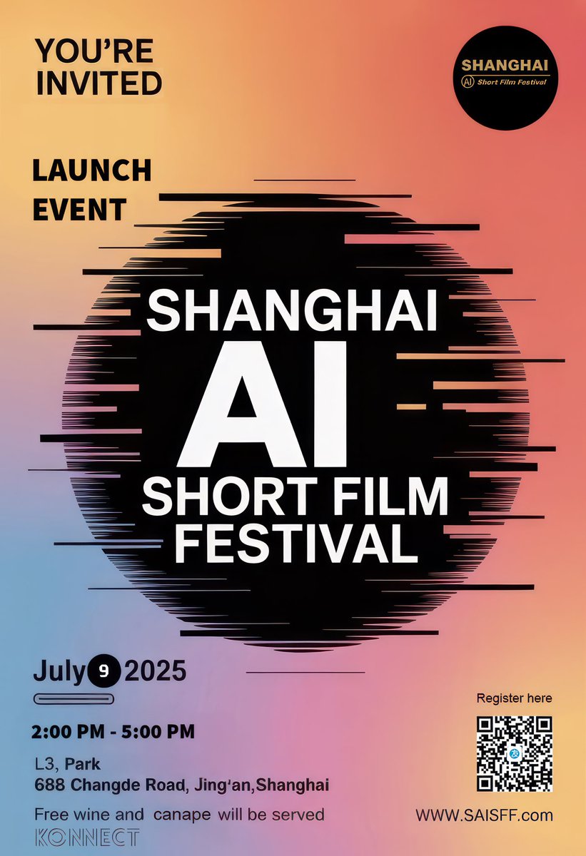 LKrykhtin's tweet image. Be ready for the launch of our festival today co-organised with
- Mike Rosenthal,
- Ai Wan,
- and Patrick Kelly.
See you at 2:00 - 5:00 pm today!
The first Shanghai AI Short Film Festival!