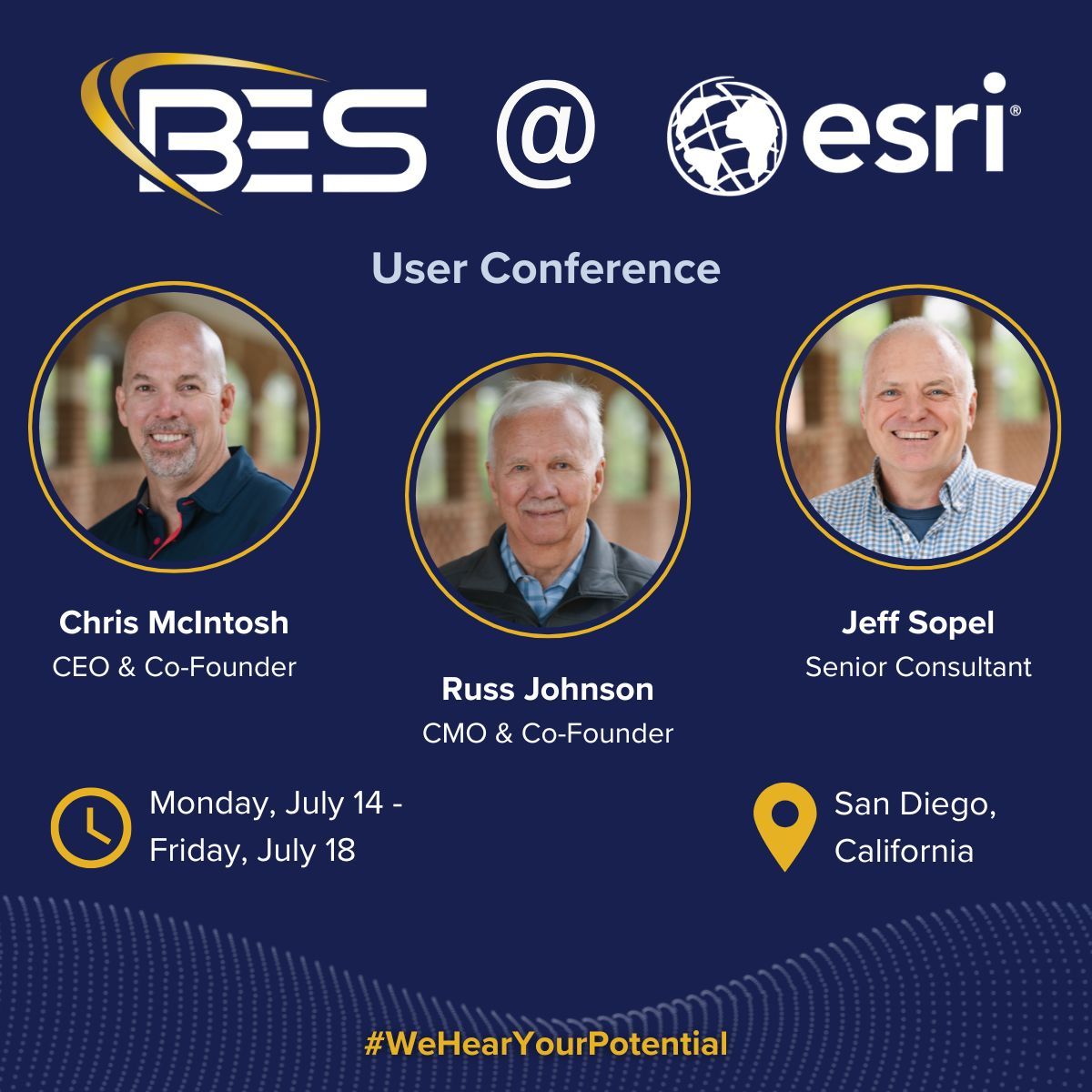 🌐 We’re heading to San Diego!

The BES team can't wait to be on the ground at the Esri User Conference next week, joining thousands of professionals shaping the future of GIS.

#WeHearYourPotential #EsriUC2025
