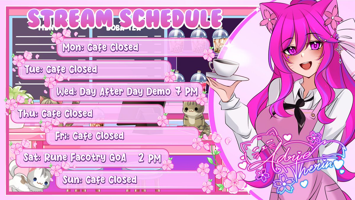 🌸Adrie Therin 🌸 (@adrietherin) on Twitter photo 🌸Cafe Opening🌸7/7 - 7/13🌸
🌸Wednesday🌸Day After Day Demo by <a href="/hmoonpublishing/">HMoon Publishing ~Wishlist Day After Day on Steam</a> 🌸7 PM CDT🌸
🌸Saturday🌸Rune Factory Guardians of Azuma🌸2 PM CDT🌸 🌸Cafe Opening🌸7/7 - 7/13🌸
🌸Wednesday🌸Day After Day Demo by <a href="/hmoonpublishing/">HMoon Publishing ~Wishlist Day After Day on Steam</a> 🌸7 PM CDT🌸
🌸Saturday🌸Rune Factory Guardians of Azuma🌸2 PM CDT🌸