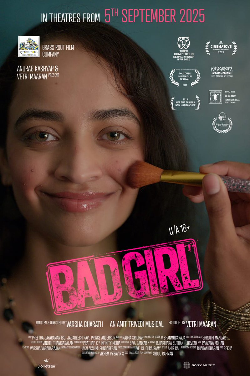 #BadGirl has made waves globally, earning multiple international awards and widespread acclaim🔥
  #BadGirl film is all set to hit the screen on Sept. 5th!
<a href="/anuragkashyap72/">Anurag Kashyap</a> &amp; #VetriMaaran 
#BadGirl @grassrootfilmco <a href="/varshabharath03/">varsha</a>
#AnjaliSivaraman
@Prorekha