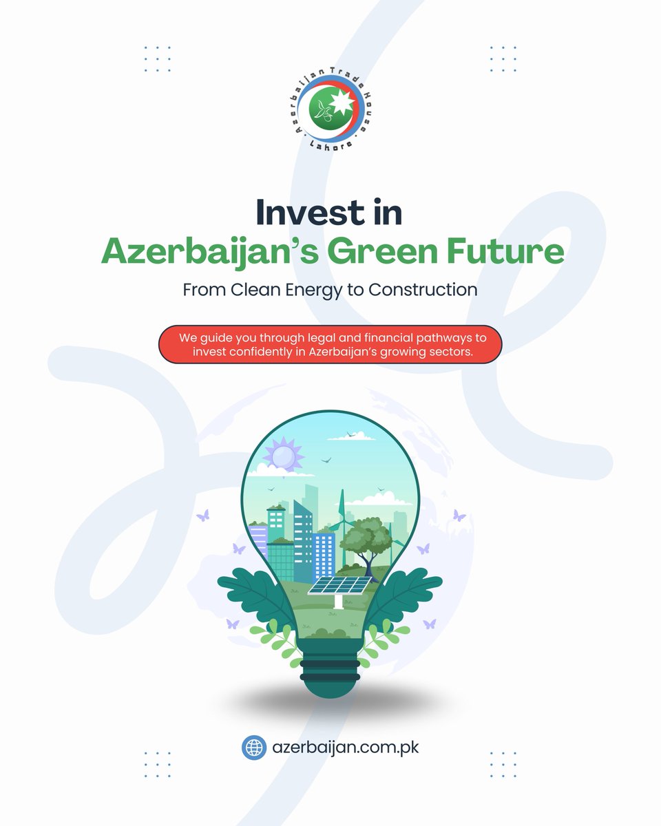Azerbaijan Trade House (@azerbaijanlhr) on Twitter photo ๐ ๐๐๐ฒ๐ฟ๐ฏ๐ฎ๐ถ๐ท๐ฎ๐ป ๐ถ๐ ๐๐ฟ๐ฎ๐ป๐๐ณ๐ผ๐ฟ๐บ๐ถ๐ป๐ดโ๐ฎ๐ป๐ฑ ๐ป๐ผ๐ ๐ถ๐ ๐๐ต๐ฒ ๐๐ถ๐บ๐ฒ ๐๐ผ ๐ถ๐ป๐๐ฒ๐๐.
With major investments in infrastructure and green energy, new doors are opening for Pakistani entrepreneurs. ๐ฟ
#AzerbaijanTradeHouse #GreenEnergy #AzerbaijanInvestment ๐ ๐๐๐ฒ๐ฟ๐ฏ๐ฎ๐ถ๐ท๐ฎ๐ป ๐ถ๐ ๐๐ฟ๐ฎ๐ป๐๐ณ๐ผ๐ฟ๐บ๐ถ๐ป๐ดโ๐ฎ๐ป๐ฑ ๐ป๐ผ๐ ๐ถ๐ ๐๐ต๐ฒ ๐๐ถ๐บ๐ฒ ๐๐ผ ๐ถ๐ป๐๐ฒ๐๐.
With major investments in infrastructure and green energy, new doors are opening for Pakistani entrepreneurs. ๐ฟ
#AzerbaijanTradeHouse #GreenEnergy #AzerbaijanInvestment