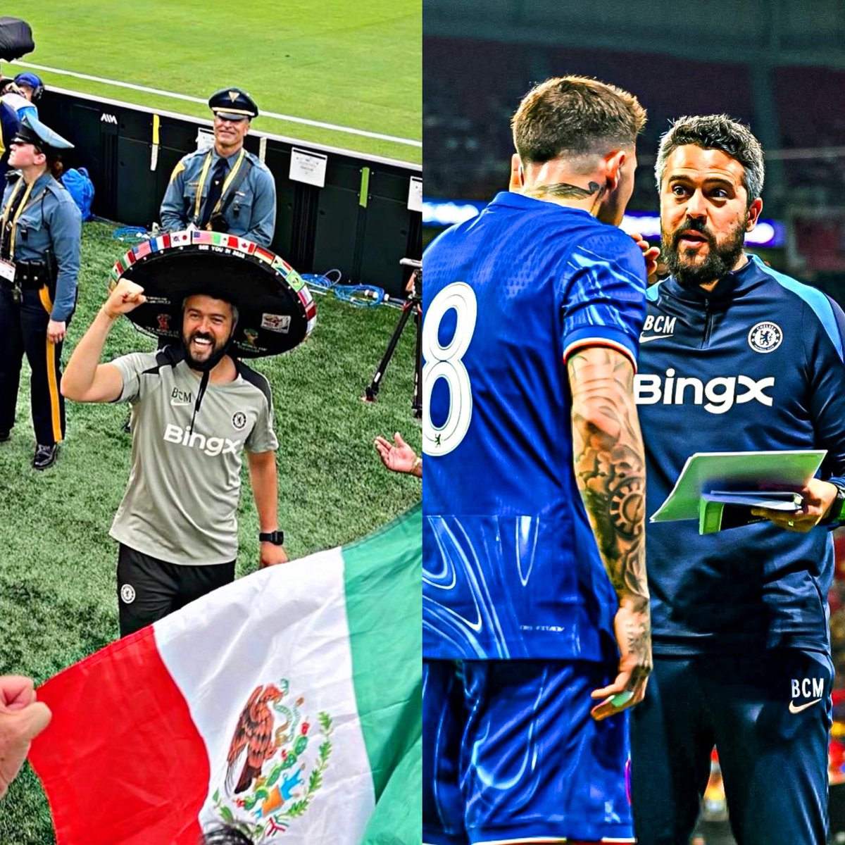 Bernardo Cueva, Chelsea’s set piece strategist, celebrating advancing to the Club World Cup final! 

“We have a set piece coach that is trying new ideas and I think it has worked so far this summer”. 🇲🇽

Cole Palmer words on the Mexican. 🏴󠁧󠁢󠁥󠁮󠁧󠁿🏆👏🏼