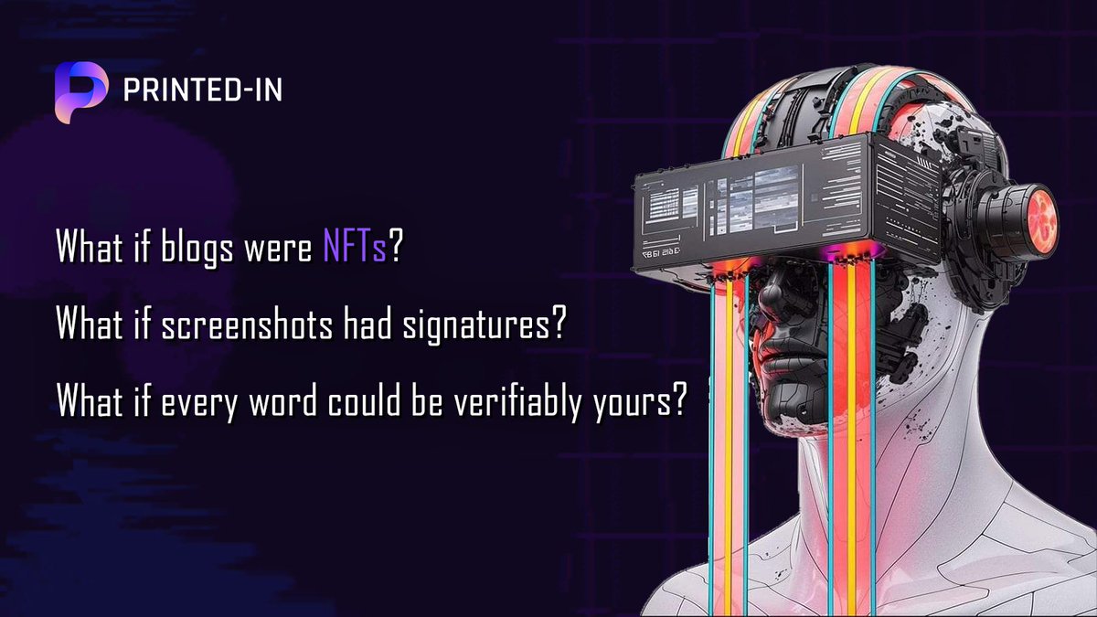 PRINTED_IN's tweet photo. What if blogs were NFTs?
What if screenshots had signatures?
What if every word could be verifiably yours? https://t.co/wpgBJwYd0c