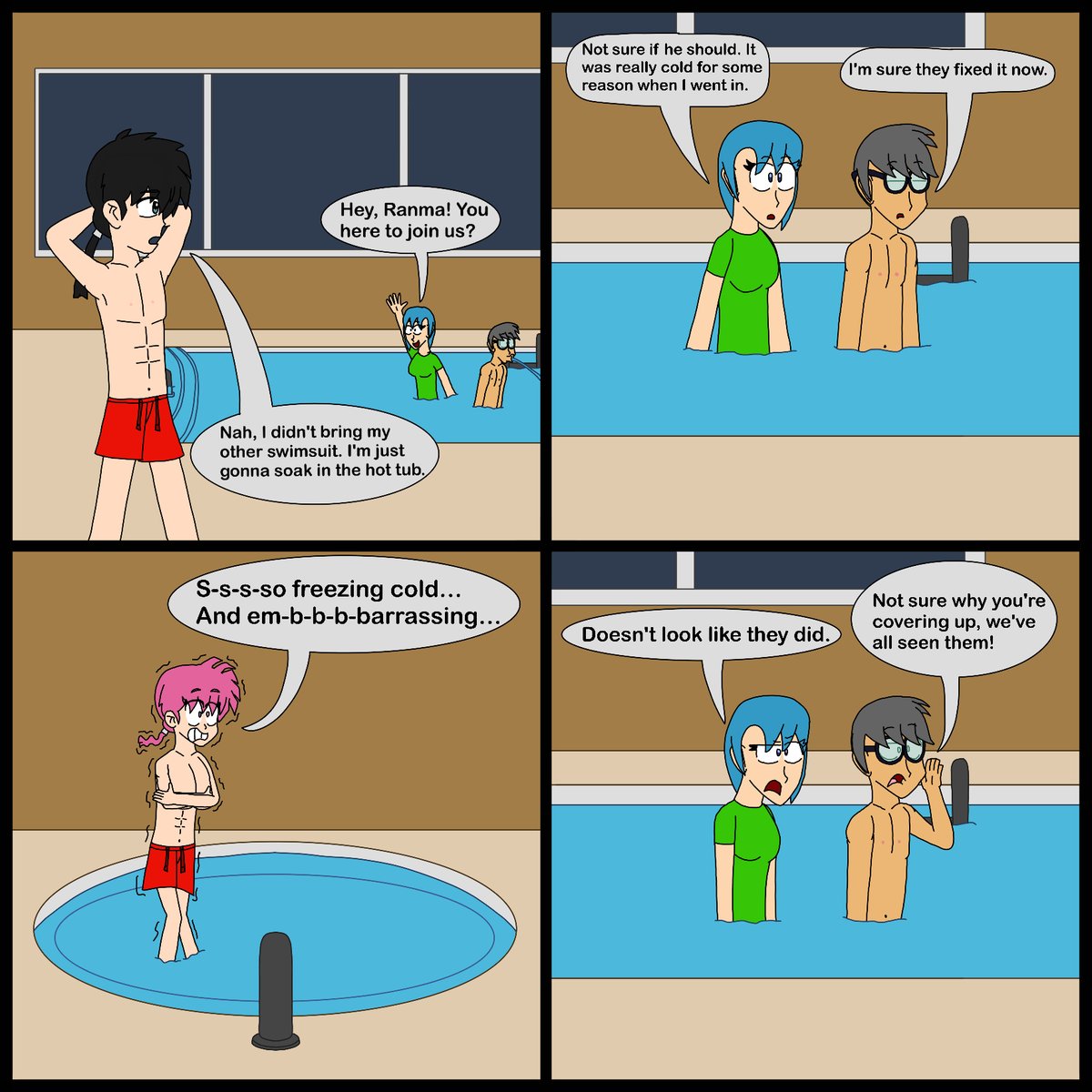 RMaster007's tweet image. Nothing worse than a cold hot tub, especially if you&apos;re Ranma Saotome.

#comic #oc #Ranma12 #ranma