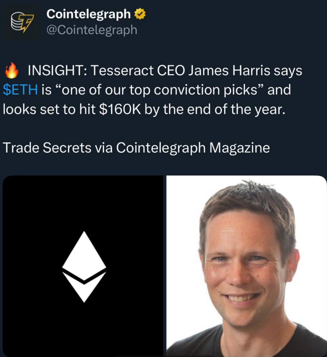 ZiqCrypto's tweet photo. 🚨 ETH to $160K THIS YEAR?! 🔥

Tesseract CEO just dropped a bomb:
“ETH is one of our top conviction picks.” 💼

If institutions are calling for $160K ETH…
You really still fading it?

This might be your last chance before liftoff. 🚀

#ETH #Ethereum #Crypto #InstitutionalMoney #Altseason #BullRun2025