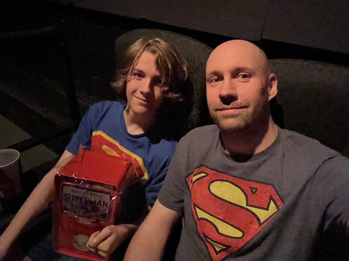 ProfMattyB's tweet image. For Parker’s 15th birthday today we saw an early screening of @superman at @amctheatres in Hampton! (And we dressed appropriately 😂) Go see it on Thursday, y’all! It’s fantastic! #birthday #superman #movie #superhero #comics