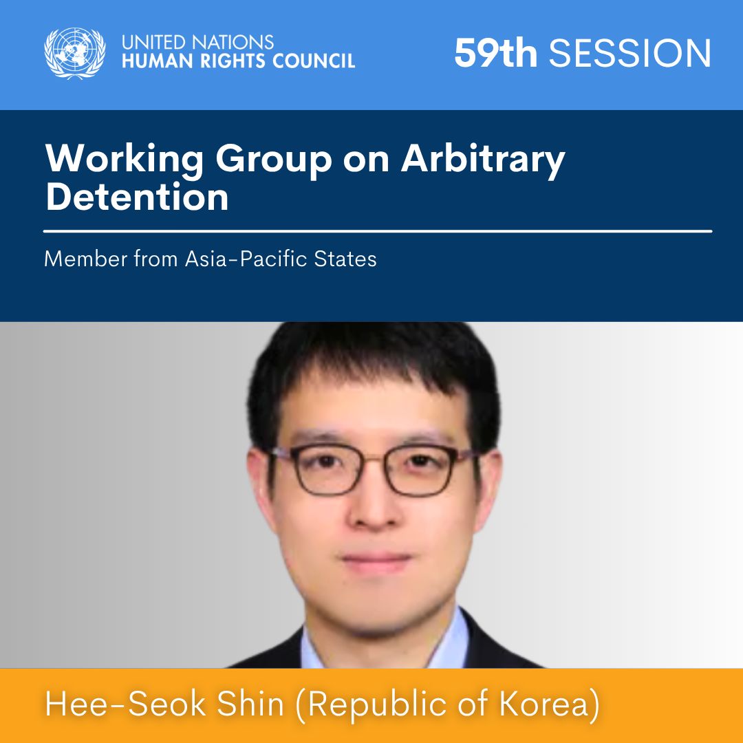Transitional Justice Working Group 전환기 정의 워킹그룹 (@tjwgseoul) on Twitter photo July 8, Dr. Shin Hee-Seok, Legal Analyst at <a href="/TJWGSeoul/">Transitional Justice Working Group 전환기 정의 워킹그룹</a>, was appointed as a member of the #WGAD at #HRC59. Dr. Shin is the 2nd Korean national to be appointed, and is expected to contribute to the promotion & protection of human rights, including the issue of arbitrary detention. July 8, Dr. Shin Hee-Seok, Legal Analyst at <a href="/TJWGSeoul/">Transitional Justice Working Group 전환기 정의 워킹그룹</a>, was appointed as a member of the #WGAD at #HRC59. Dr. Shin is the 2nd Korean national to be appointed, and is expected to contribute to the promotion & protection of human rights, including the issue of arbitrary detention.