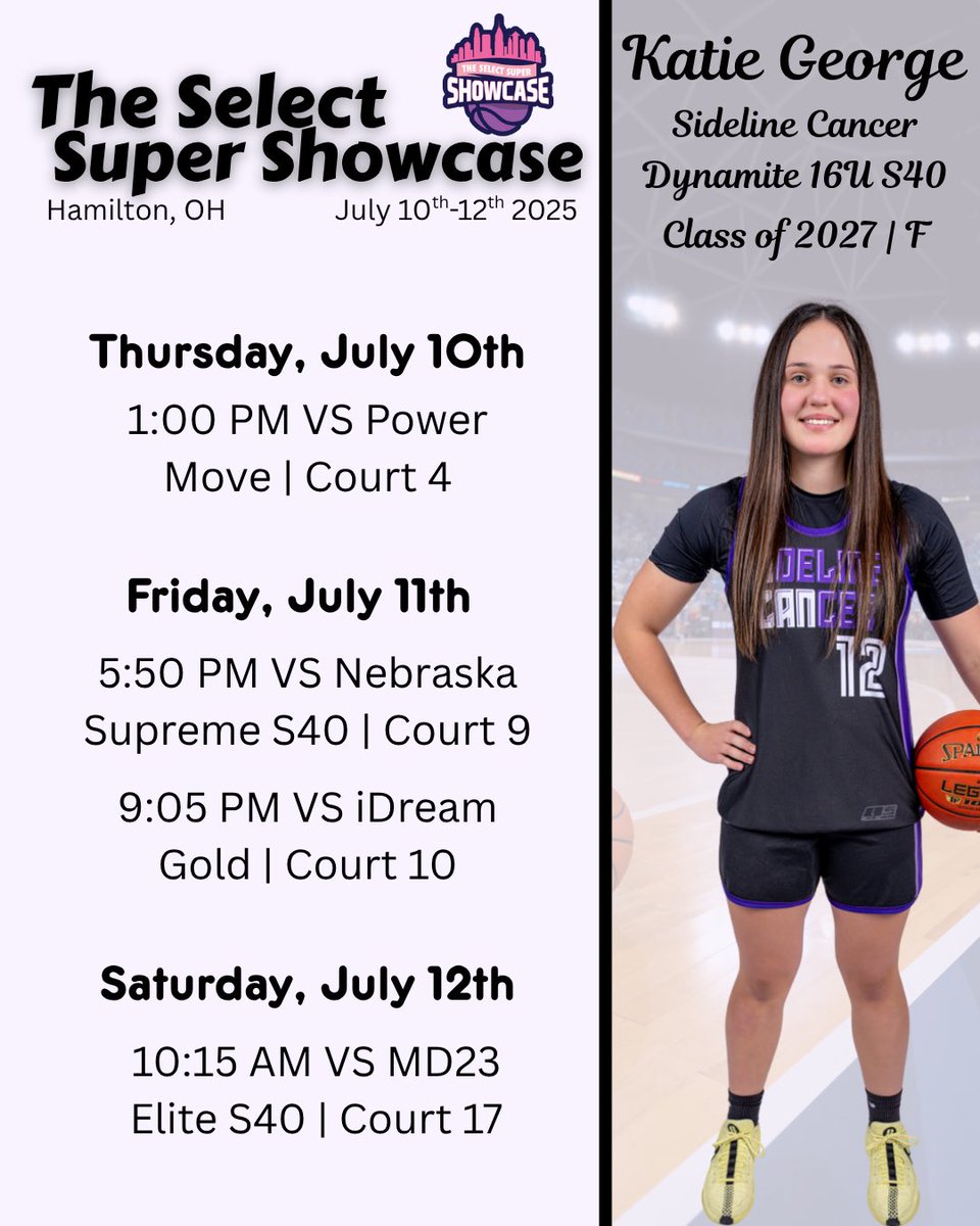 katiegeorge_12's tweet image. In Hamilton for The Select Super Showcase July 10th-12th!! Let’s get it!!!