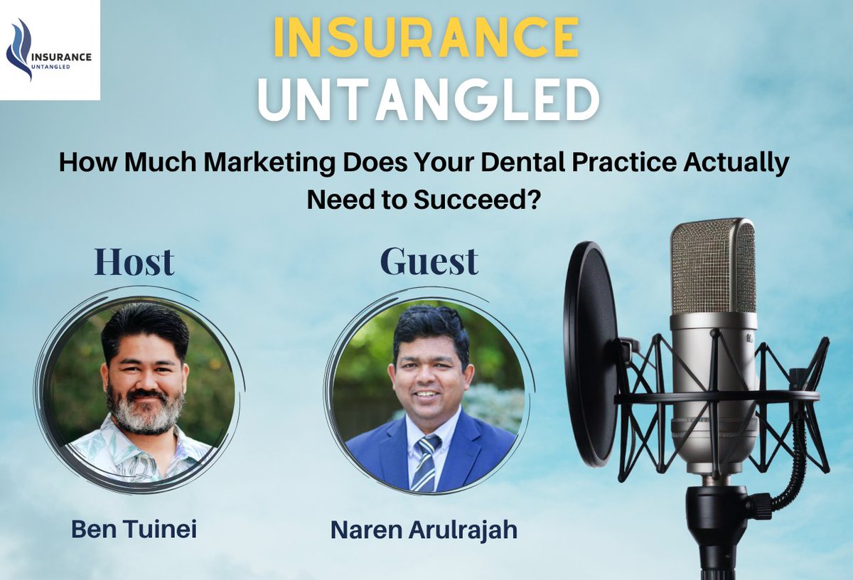 InsuranceU40869's tweet photo. In this episode of Insurance Untangled, Ben Tuinei is joined by Naren Arulrajah, CEO of Ekwa Marketing, to answer a key question: How much should a dental practice really spend on marketing? 

Listen to the episode now - https://t.co/DbsSfVfir0 https://t.co/OI7ld8vjQI