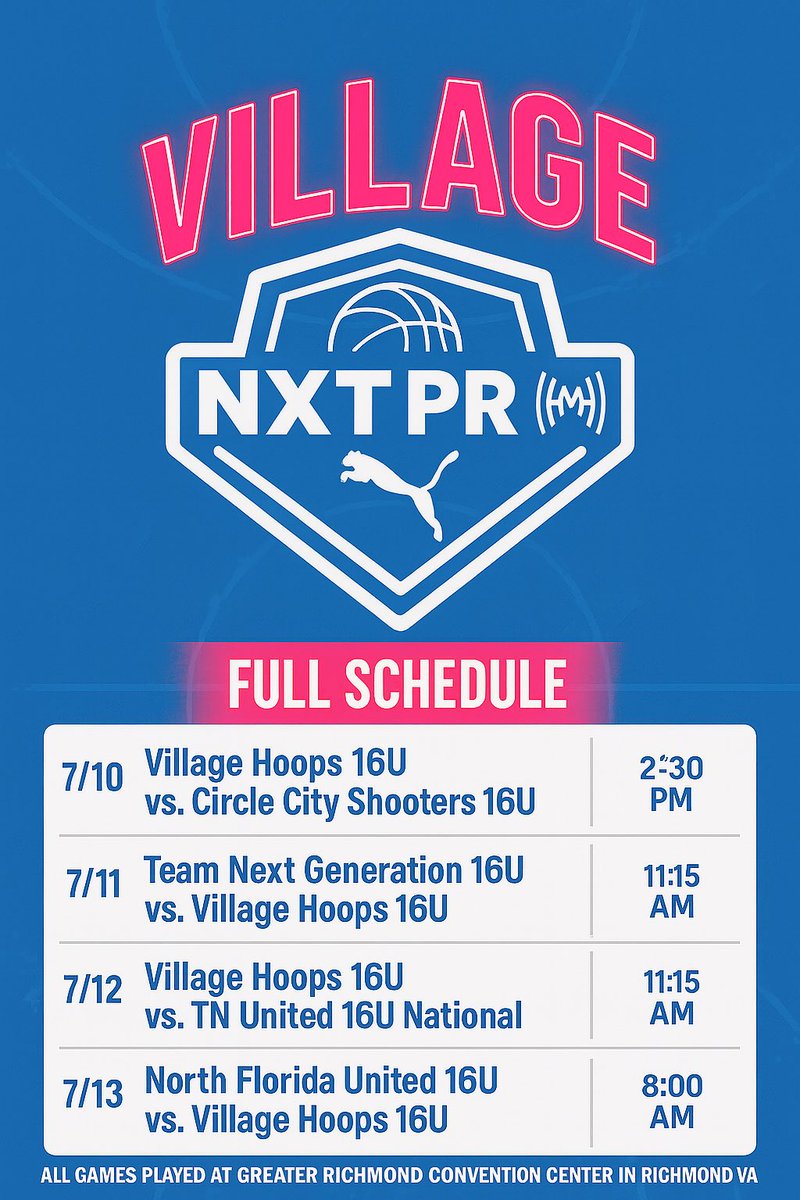 Here’s where you can catch me in Virgina at Puma NXTPro