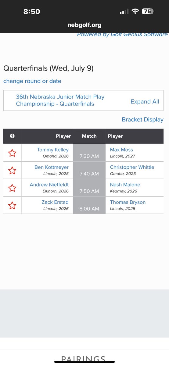 Down to the final 8!!

Good luck tomorrow <a href="/MaloneNash23423/">Nash Malone</a>!!

Good job today <a href="/TateRedinger/">Tate Redinger</a>