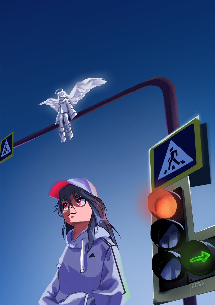 Shaxsnail's tweet image. Hi everyone, 👋
I saw art on Pinterest and the inspiration for it and drew something similar 15 hours
I called it "traffic light" art, super original :)👏👏 I got so tired of this angel that I redid it three times