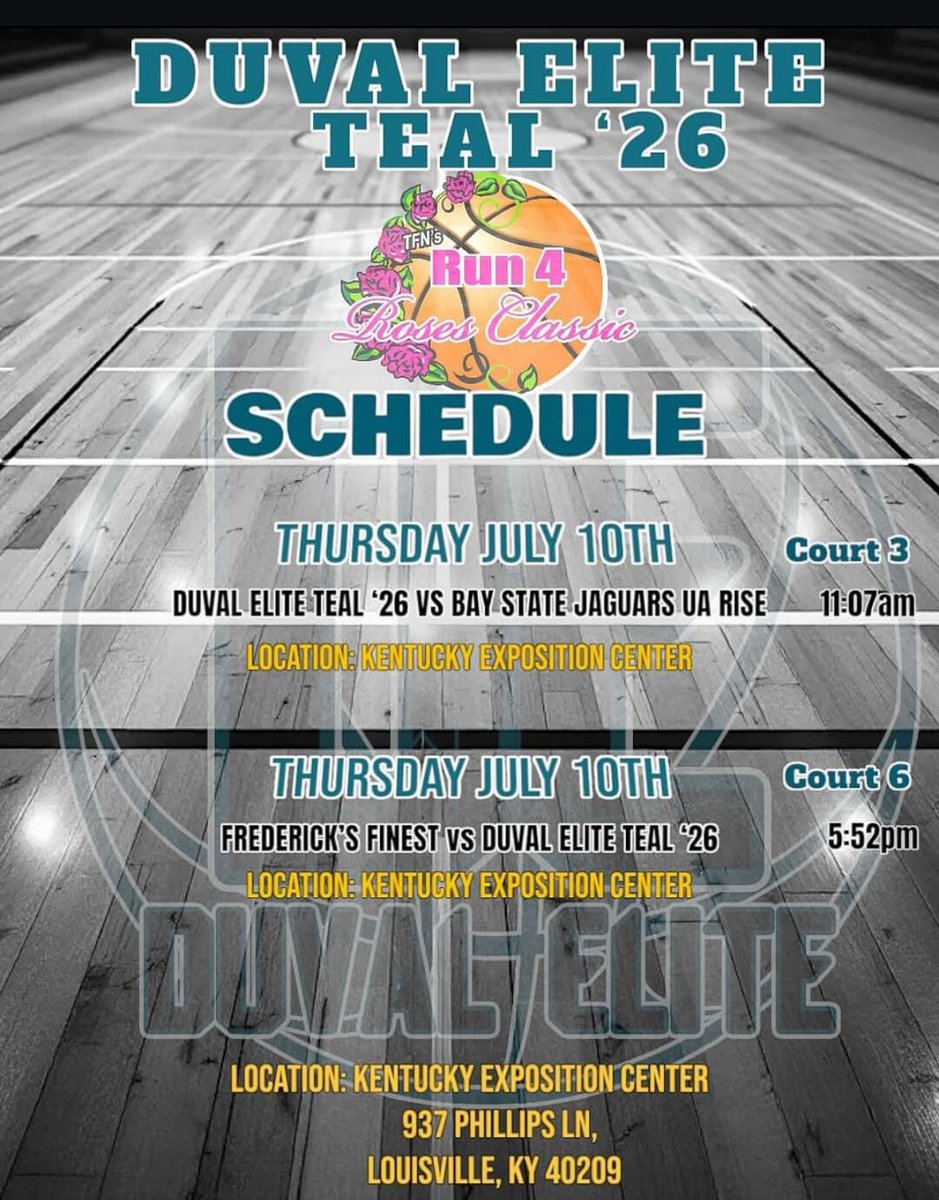 CamposM2026's tweet photo. Heres our schedule for Run for the roses in Kentucky!! Excited to be back!  @DuvalElite @CoachODuval @CoachKClement @btgbball @SUTSReport @PGHFlorida https://t.co/jYL2yH8i3m