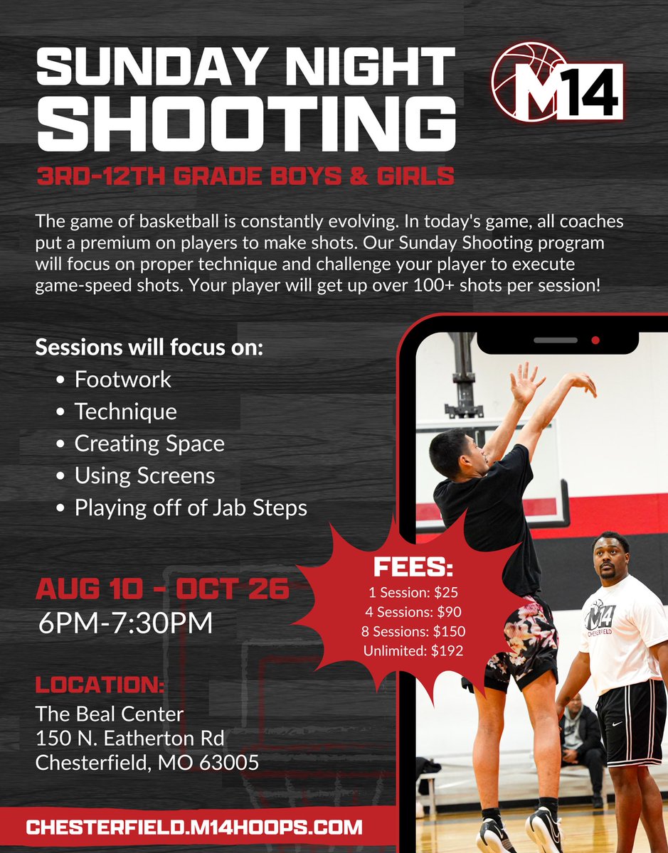 m14hoopsche's tweet image. We’re excited to launch our fall training programs—designed to help young players build skills, boost confidence, and continue to grow their love for the game.🏀
Let’s continue to get better this season!📈 #M14HoopsChesterfield🚨 #Repthe14✔️