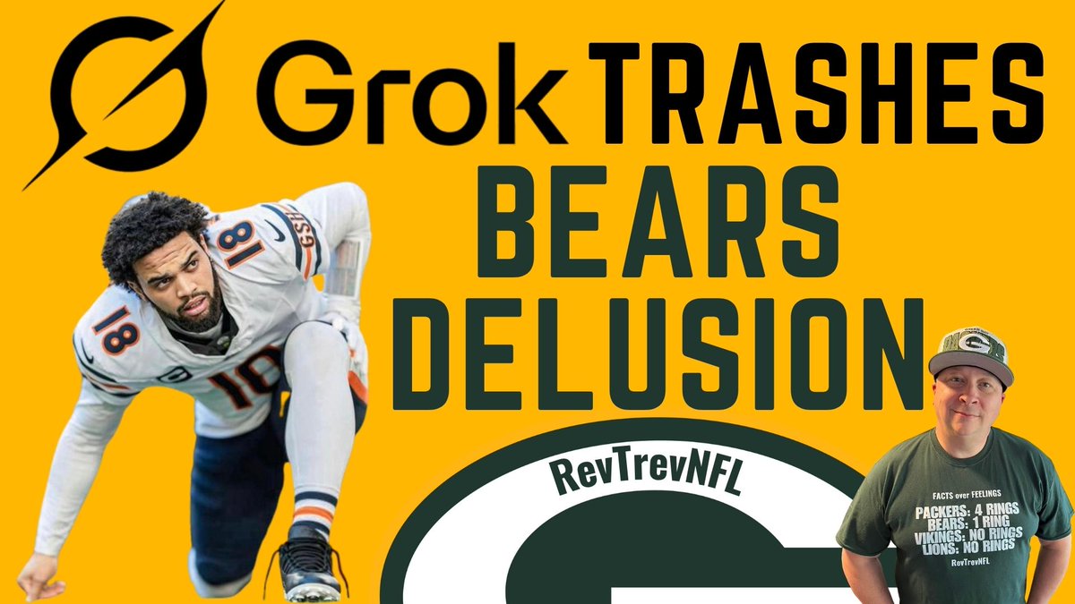 RevTrevNFL's tweet image. I had no idea that X's (Twitter) AI system called Grok not only speaks the truth but trash talks Bears delusional thinking. This is truly epic!!! Thank you Grok for being awesome. #DaBears #GoPackGo
Join the Packers conversation here.
youtube.com/live/zv36x28Li…