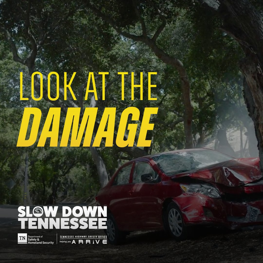 THPLawrencebur's tweet image. Speeding can leave a trail of destruction, just look at the damage. #SlowDownTN