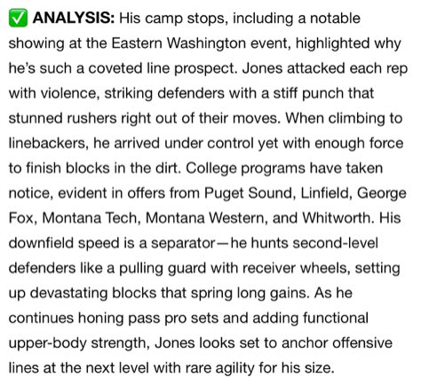 jonesysean58's tweet image. Thank you for the scouting report and analysis @sixstarfootball I felt like I had a good day at the EWU camp and got some good work in. @PantherMead @Pro_Vision_Acad @PNWSports_ @PrepRedzoneWA @EvansRankings @INW_FOOTBALL @Micah_Chen @RylandSpencer @NickFarman55 @TopPreps…